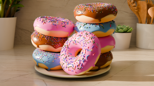 A still render of the donut I made following the tutorial.